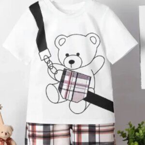 Toddler Boys Graphic Bear Print Design 2 Piece T-Shirt and Shorts